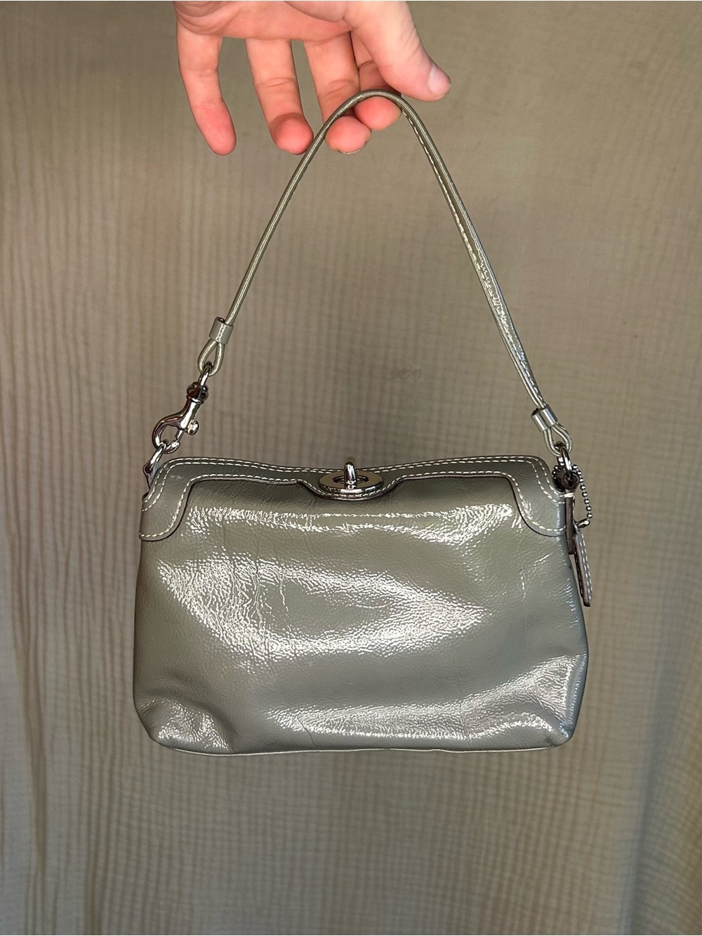 Coach mini turn lock Shoulder Bag in Metallic Gray